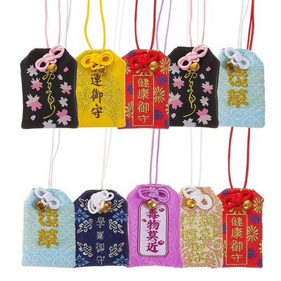 VOSAREA 10pcs Japanese Omamori Amulets Good Luck 6.5X5CM, Assorted Color 