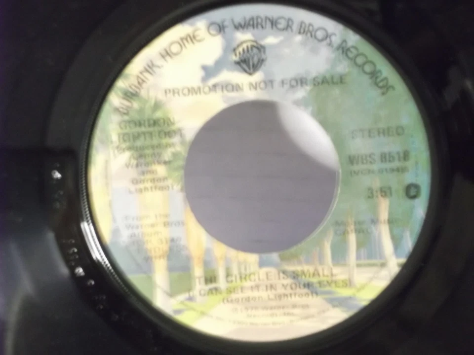 Gordon Lightfoot,WB 8518"The Circle Is Small"US,7"45,1978 PROMO folk rock hit,M Foto 2 de 2