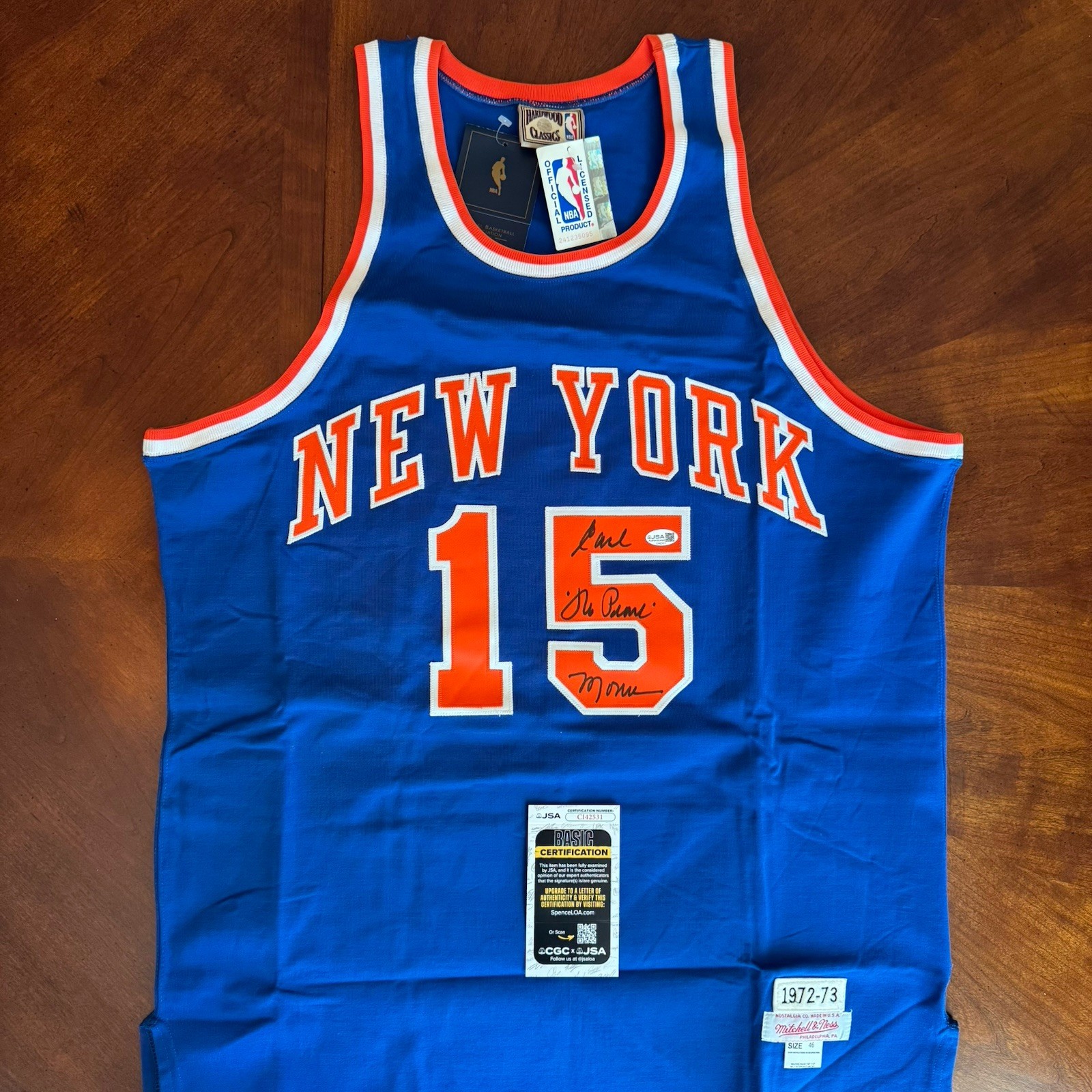 Earl Monroe Autographed Signed New York Knicks Earl The P Authentic Mitchell & Ness Jersey JSA COA 