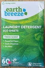 Earth Breeze ~ Laundry Detergent Sheets ~30 Sheets ~ Brand New ~ Factory Sealed