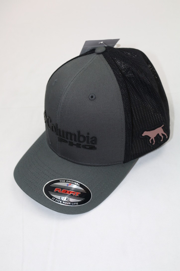 Columbia PHG Logo Trucker Cap Hat Flexfit Size L/XL , S/M Gray Hunting Dog Patch