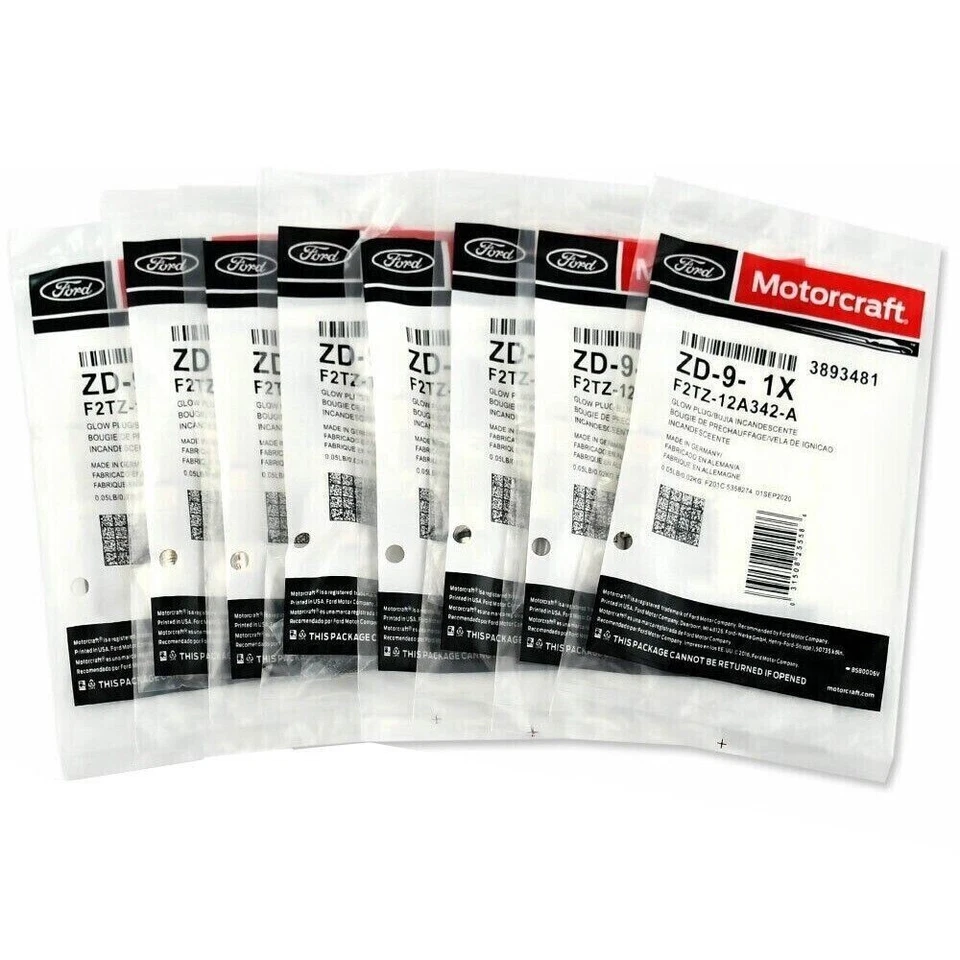Juego de 8 bujías incandescentes Motorcraft ZD-9 para 7,3 L IDI Ford, F250 F350 F59 diésel ZD9 Foto 2 de 4