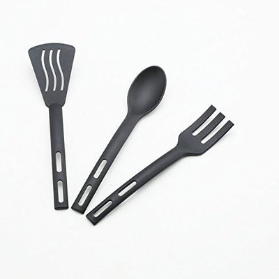 3Piece Mini Nylon Kitchen Utensil Set Slotted Turner, Spoon & Fork, Kids Safe