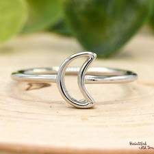Minimalist Simple Open Crescent Moon Ring  925 Sterling Silver Casual Minimali