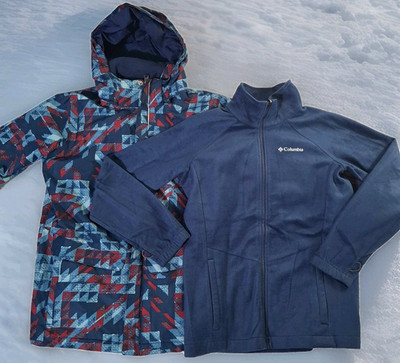 Columbia Bugaboo Interchange 3 in 1 Jacket Boys Large Geometric Hooded Winter