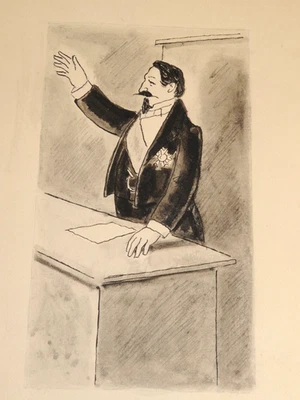 Jean OBERLÉ 1900-1961 DESSIN ORIGINAL OEUVRE VICTOR HUGO NAPOLEON III LE PETIT b - Photo 1/3