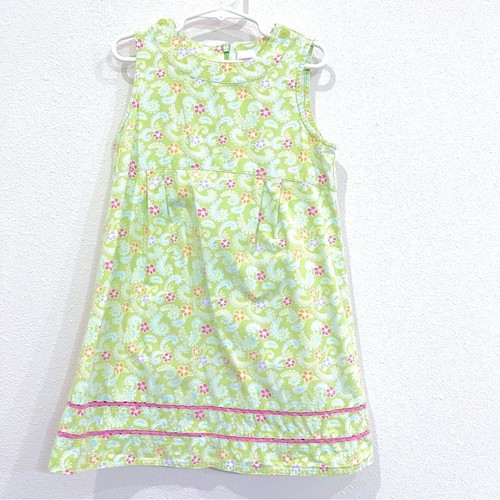 Gymboree Green Pink Floral Paisley Sleeveless Rick Rack Trim Dress - Size 7 - Picture 11 of 11