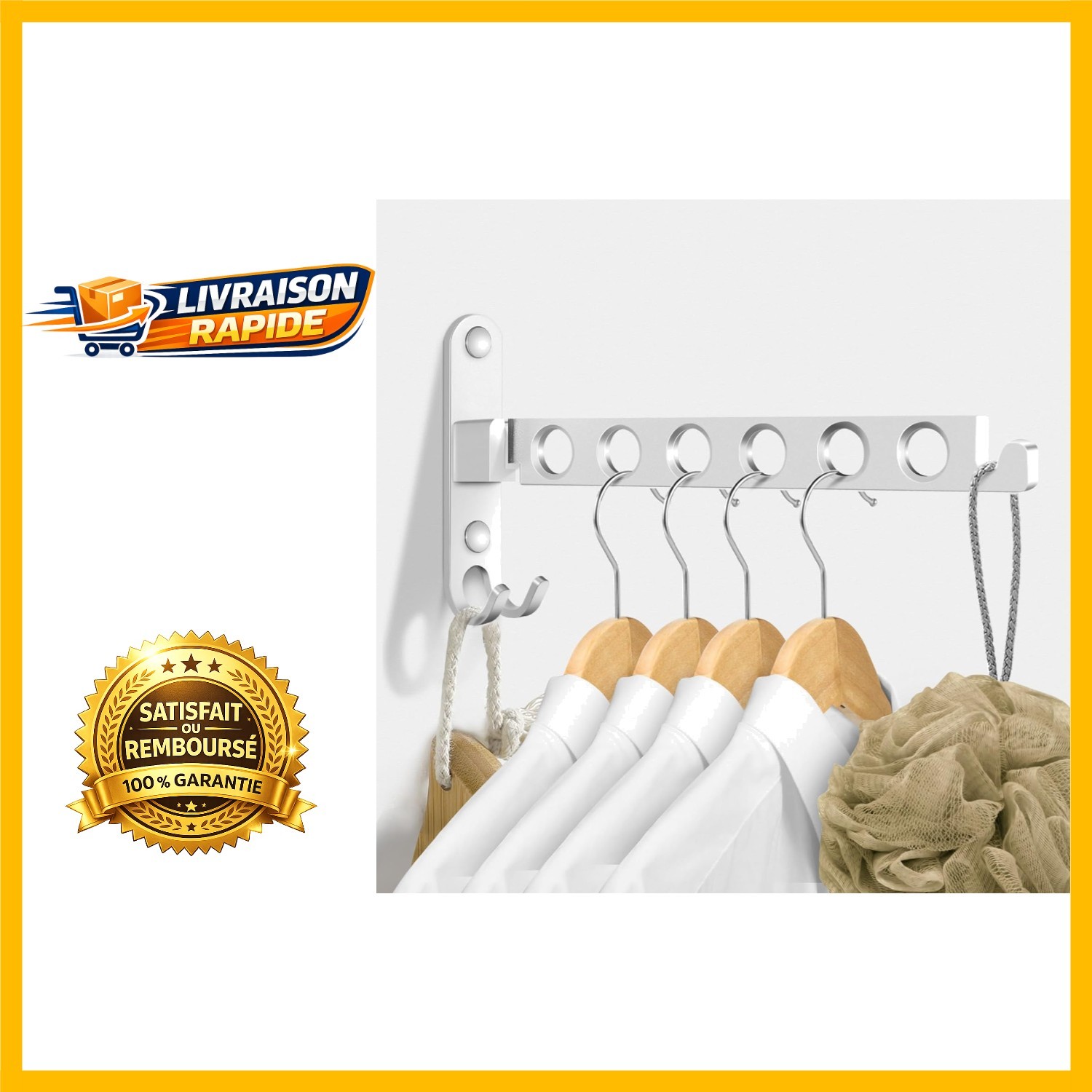 Tendoir de séchage pliable compact suspendu pour linge intérieur