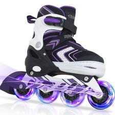 Adjustable Inline Skates for Girls, Girls Roller Skates with All Light up Whe...