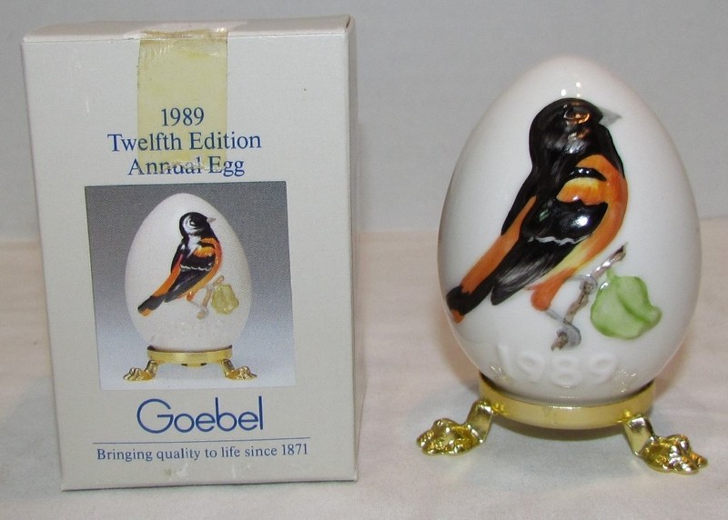 1989 Goebel Twelfth Edition Annual Egg, 12th, Baltimore Oriole