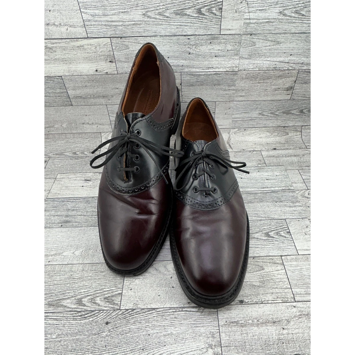 Rare Allen Edmonds Wilbert 2 Tone Black & Brown 8 EUC Tie Up Allen Edmonds Multicolor Dress Shoes for Men for sale | eBay main image 2