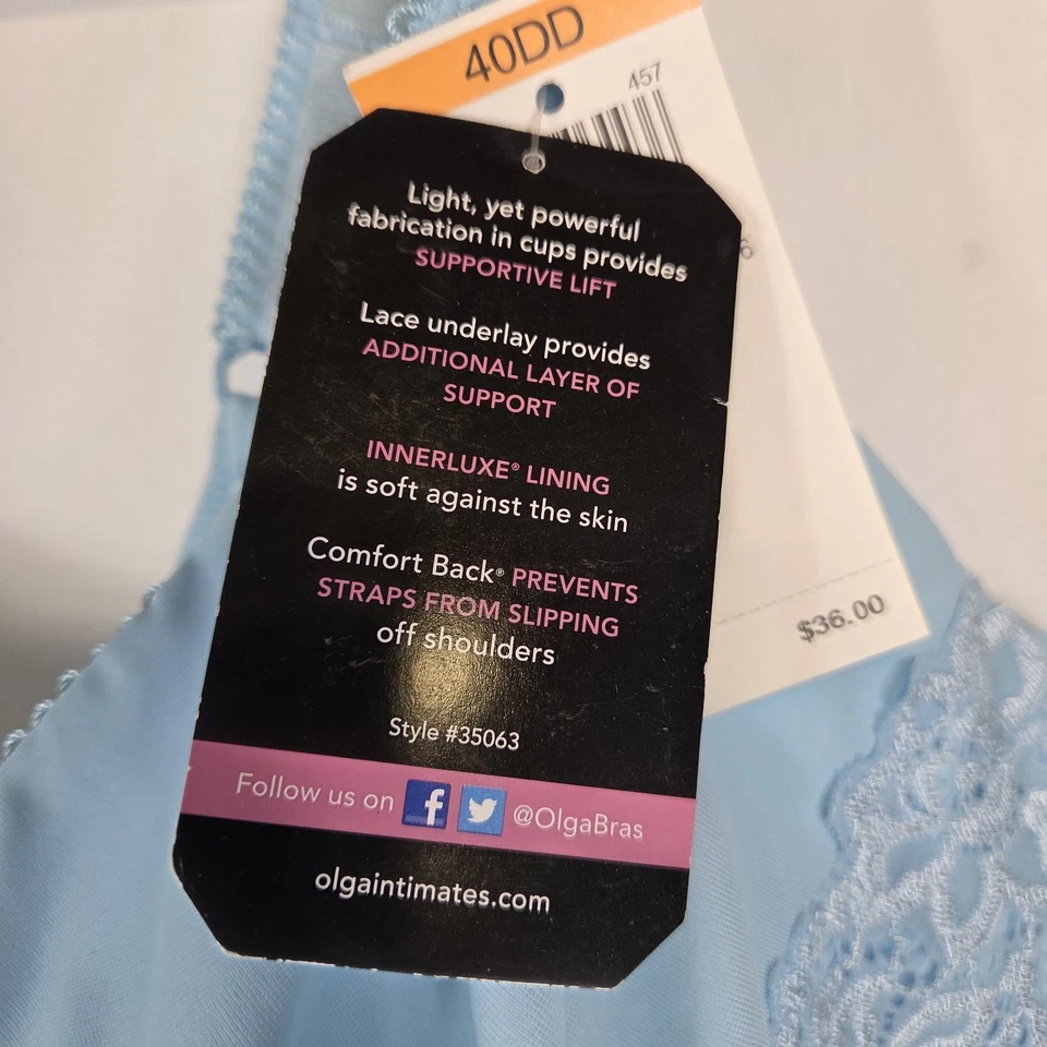 Sujetador elevador de lujo azul Olga 40DD con aros de encaje a juego #35063 Foto 4 de 4