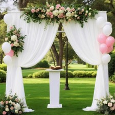 2 Panels White Backdrop Curtains, 5ft X 10ft, Polyester, Wrinkle Free, Wedding