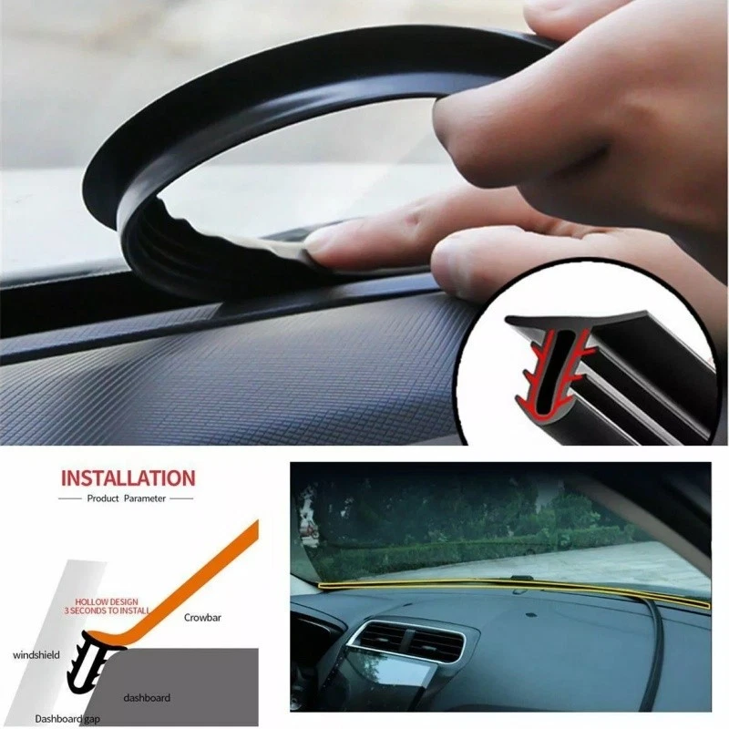 Tira de sellado insonorizada de goma de 1,6 m para parabrisas universal de tablero de instrumentos de automóvil Foto 3 de 4