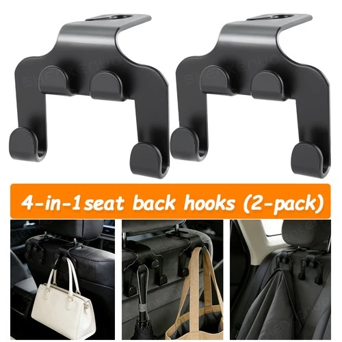 2Pcs / 4Pcs Black Car Headrest Hook Seat Back Hanger Bag Purse Cloth Holder