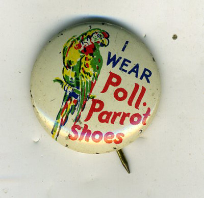 Old Advertising Pinback Button for Poll Parrot Shoes | eBay