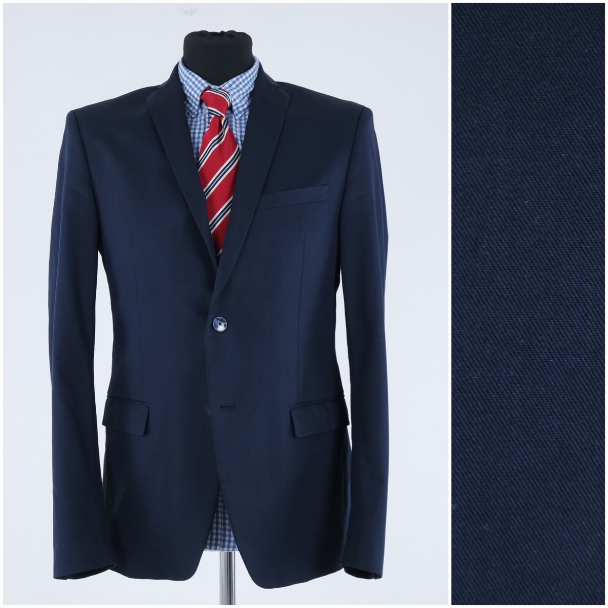 Mens ZARA Navy Blue Sport Coat 38R US Size Viscose Blazer Jacket