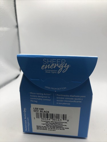 L’eggs Sheer Energy Control Top Pantyhose Size Q OFF BLACK NIP - Picture 3 of 4