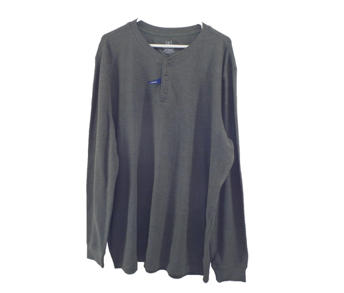 George Mens Shirt 2XLT Long Sleeve Thermal Green Stretch Pullover - Picture 2 of 10