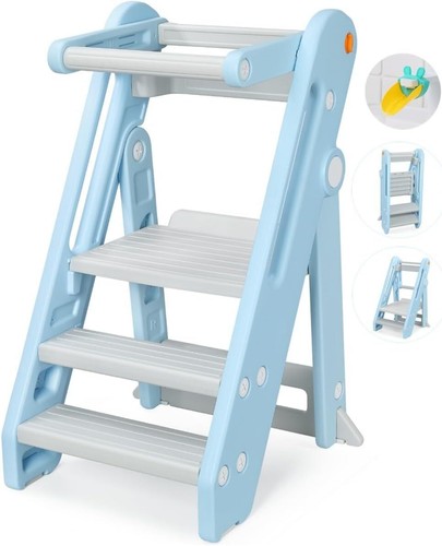 Einstellbar 3Stufen Kinder Lernturm mit Rausfallschutz Montessori Learning Tower - Bild 25 von 60