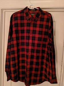 St-Johns-Bay-Premium-Twill-Mens-Long-Sleeve-Plaid-Red-Size-Large-Tall