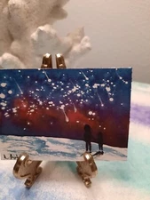 Watercolor ACEO Original Painting 2.5x3.5 Abstract Sky Couple Shooting Stars