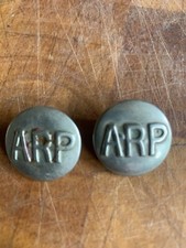 2 x WW2 A.R.P. Air Raid Precaution Warden's Button 22 mm, Buttons Ltd, B’ham