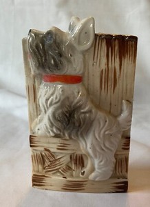 Nice Vintage Ceramic Scottie Scottish Terrier Dog Wall Pocket Marked Japan