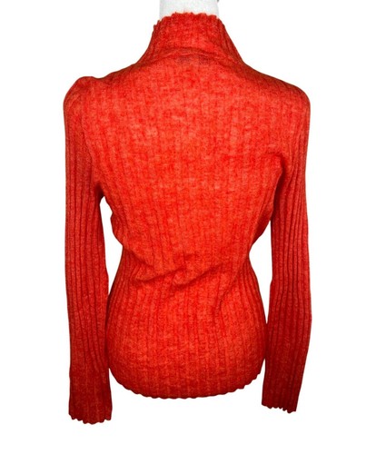 Madewell Womens Harry Sheer Ribbed Red Alpaca Long Sleeve Mockneck Sweater Small - Picture 10 of 14