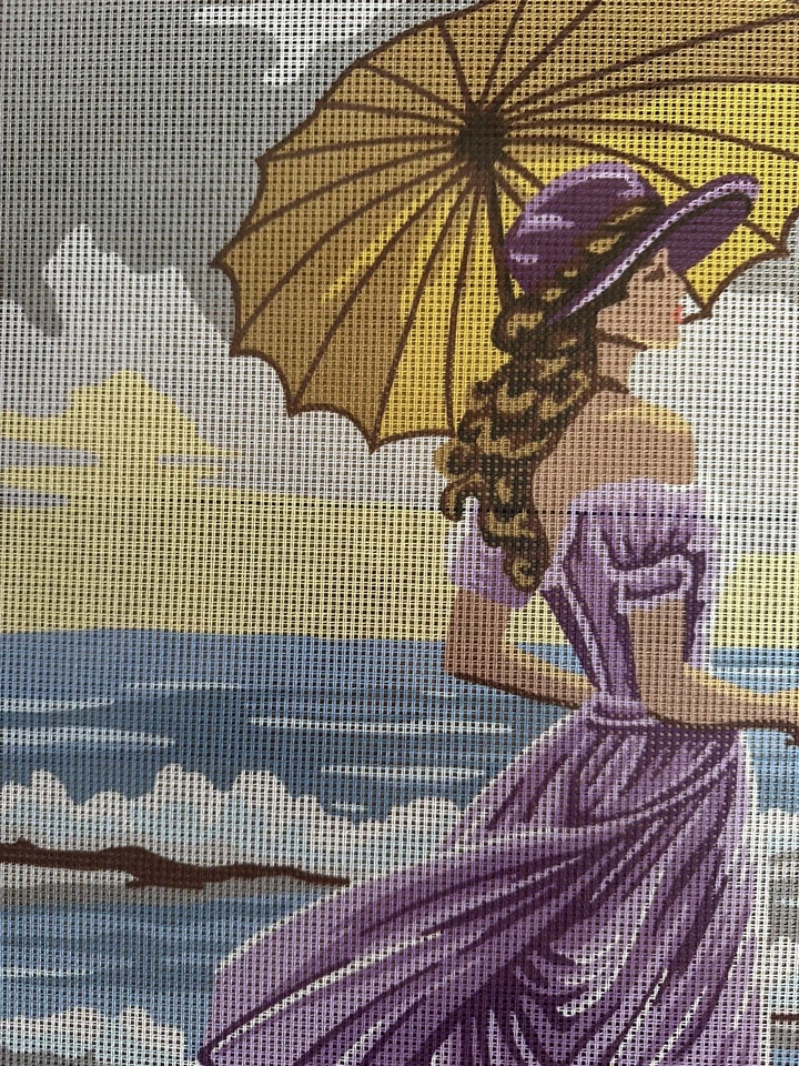 needlepoint Tapestry  45x60cm  Gobelin L Girl In A Purple Dress Canvas Only - Image 2 of 4