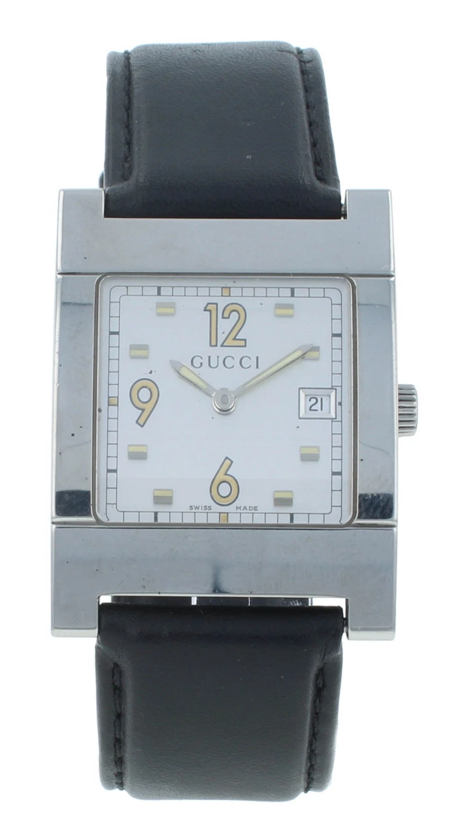 Montre femme Gucci d'occasion en acier inoxydable cadran argenté quartz 7700M
