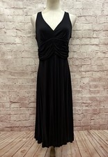 The Limited Womens Sleeveless Midi Dress V-Neck Black Ruched Waist Size M NEW