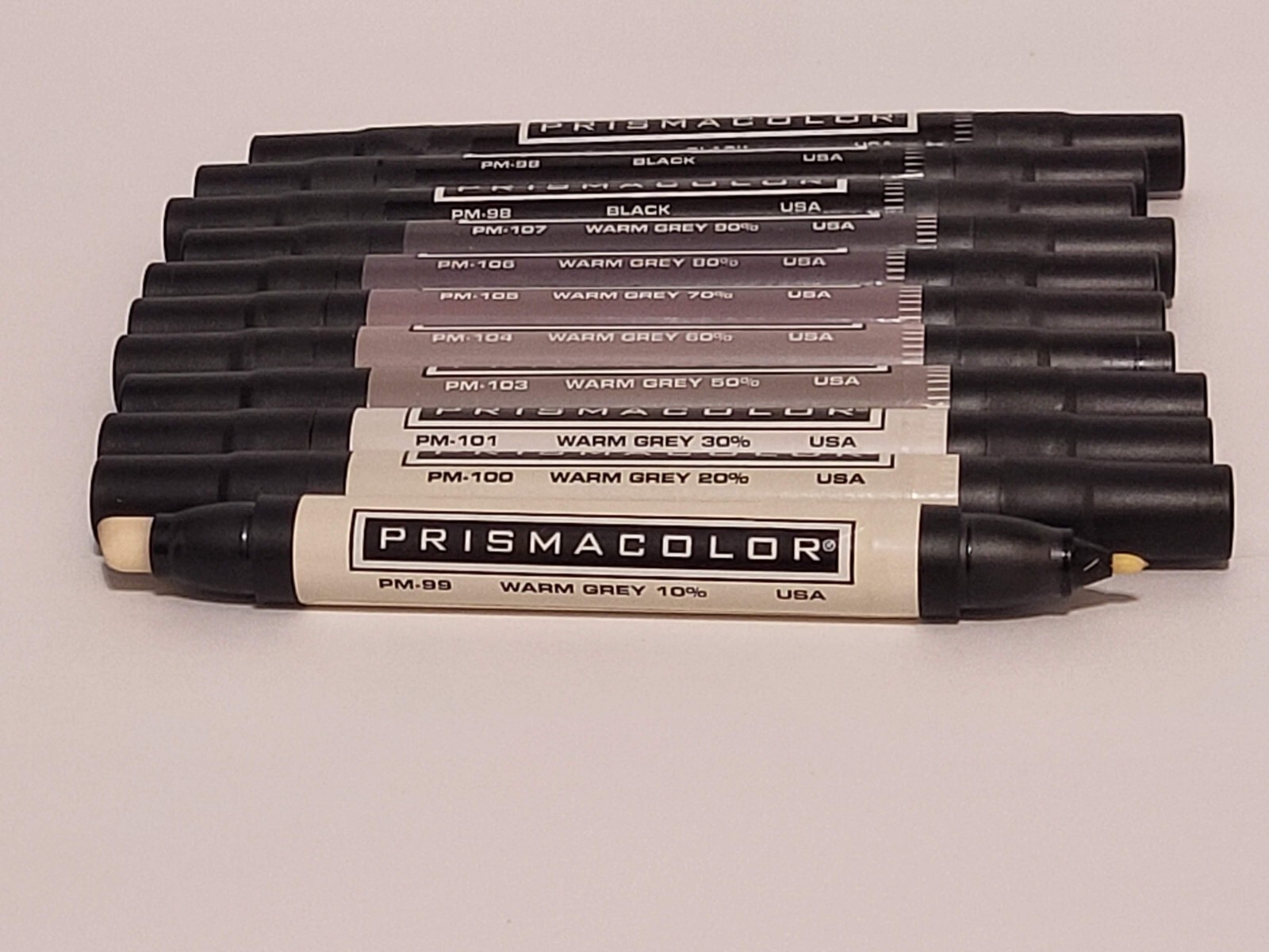 Prismacolor DOUBLE-ENDED Art Markers WARM GREY Color Set 11 Count - NEW - READ
