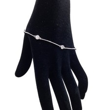 1 TCW Diamond By The Yard Station Bracelet 14k White Yellow Gold D IF