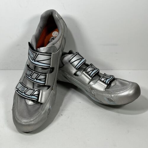 Chaussures de cyclisme Pearl Izumi Vagabond R3 5074 VTT gris argent bleu femmes taille 9,75 - Photo 1/11