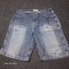 VTG Y2K Levi's Denim Shorts Men Size 38 Blue Faded Distressed 12" Inseam High
