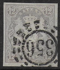 Bayern stamps 1867 MI 18 signed Bühler CANC VF