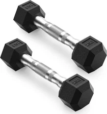 Pair Dumbbell 2 Rubber Coated Hex Dumbbell Hand Weight 2X 2.5/3/5/7.5/8/10LB