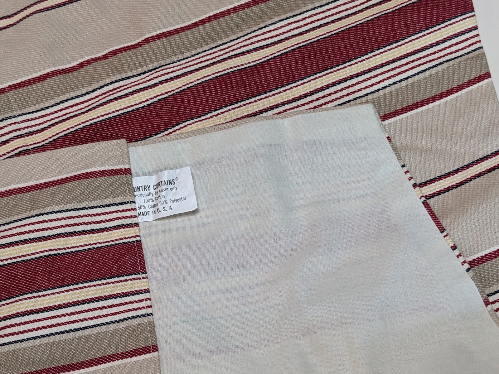 Country Curtains Valance 1 Panel 100% Cotton Lined With White Cotton