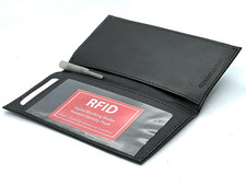 RFID Blocking Genuine Leather Standard Checkbook Cover Holder Wallet