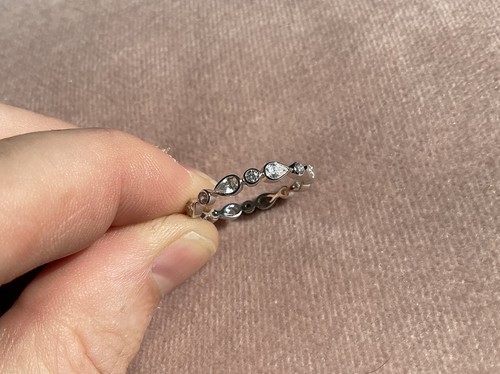 1.82 Carat Lab Created Diamond Petal Ring With Platinum Plated 925 Size L - Picture 3 of 6