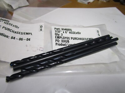 7/32'' x 6'' OAL HSS 135° Split Point Black Oxide Finish Extension Drill QTY 4