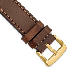 Gilden 26mm Brown w/Stitch Sport Calfskin w/IP-plated Buckle Watch Band