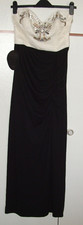 Lipsy - Black & Cream Long Formal Evening Dress / Ball Gown - Women's UK 8 Party