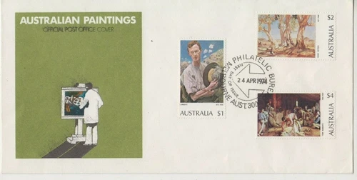 Stamps Australia 1974 high value paintings set of 3 on official FDC unaddressed