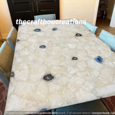White Quartz Agate Dining Table Top, Quartz Agate Living Room Kitchen Slab Top
