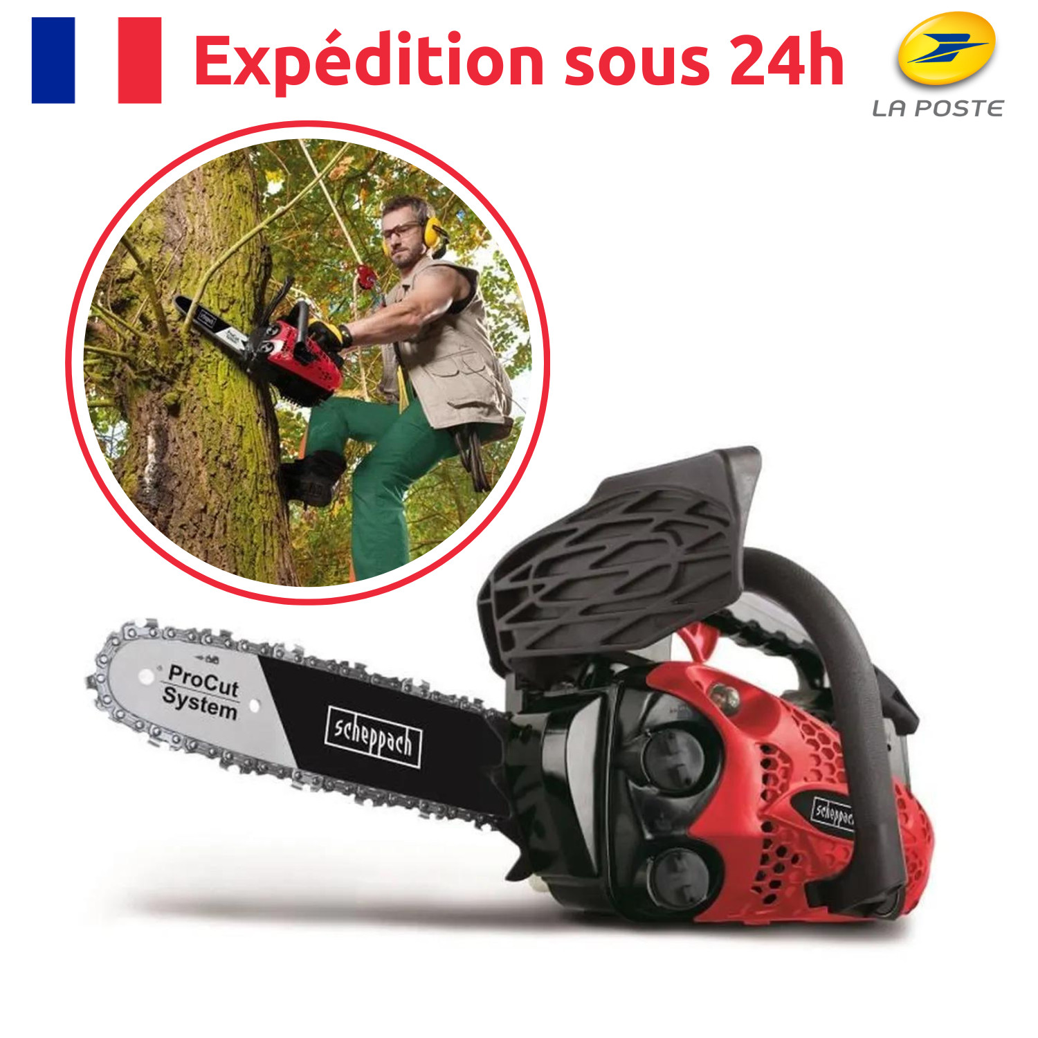 Tronçonneuse élagage 25 cm thermique pour couper sans effort