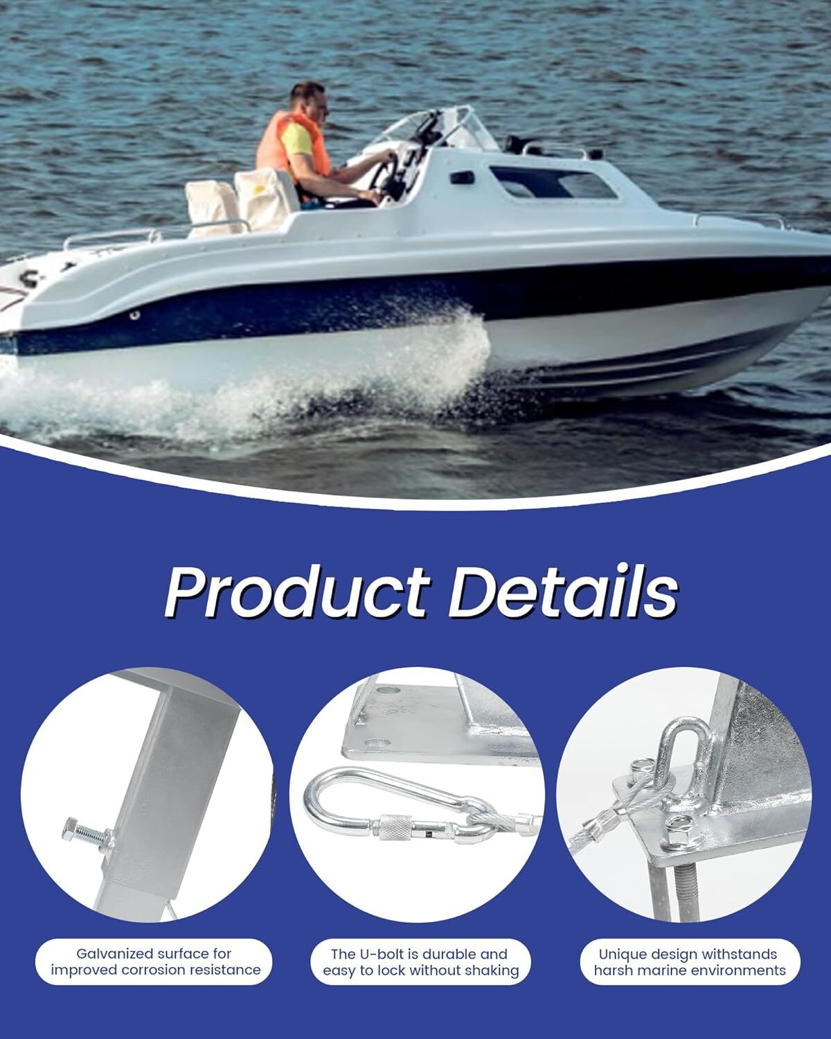 Boat Trailer Winch Stand with Roller,Fits3"x4"Frames,Multiple Height Adjustments