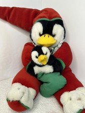 Christmas Penguin Baby 16 Inch Teddy Bear Slippers 1994 Red Green