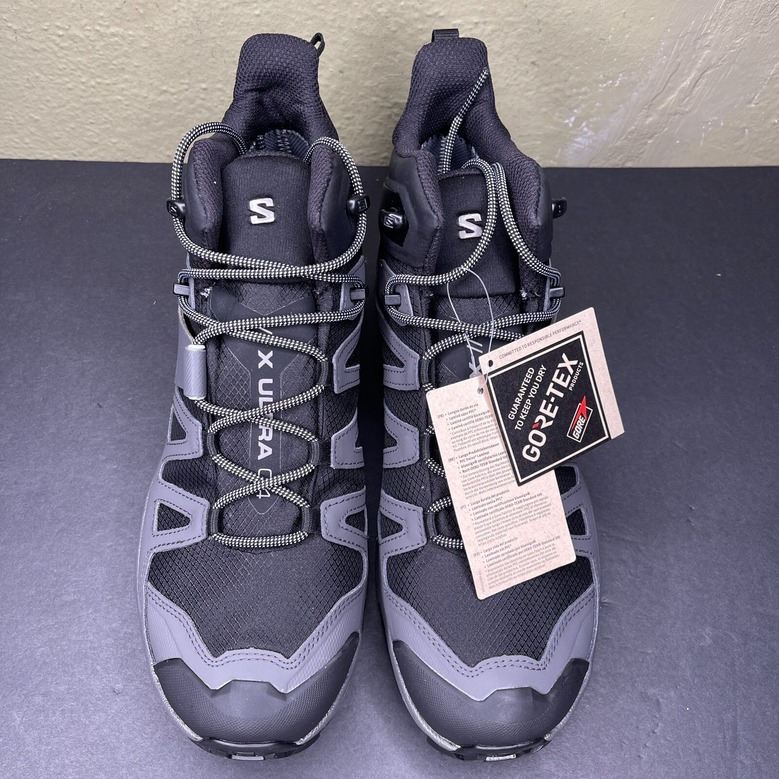 Stivali Salomon X Ultra 4 Mid GTX Uomo Taglia 10 Nero Grigio Impermeabili Escursionismo Trail